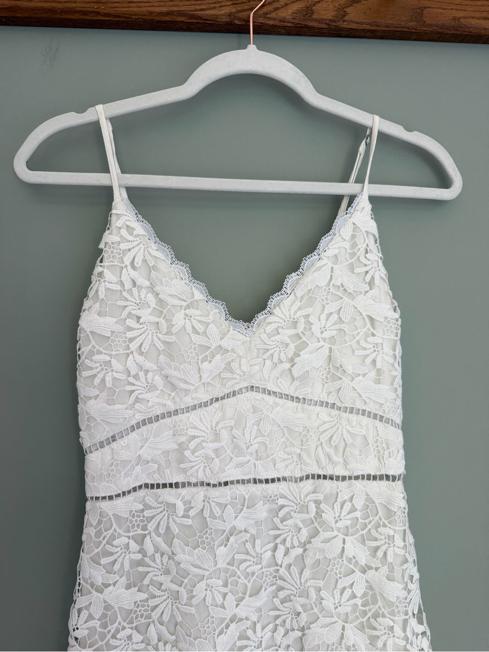 Abercrombie & Fitch White Lace V-Neck Sleeveless Mini Dress Bridal Honeymoon - Picture 5 of 17